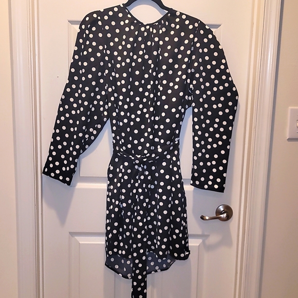 Polka Dot A-Line Mini Dress- Black White A New Day - Picture 4 of 14